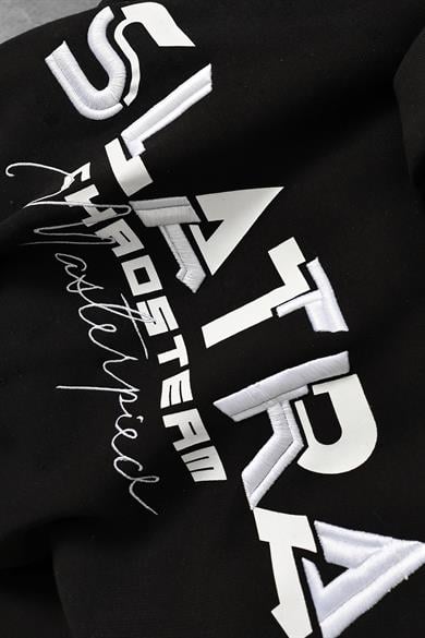 Erkek Siyah Chaos Team Nakışlı Kapüşonlu Oversize Sweatshirt