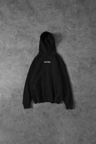 Erkek Siyah Chaos Team Nakışlı Kapüşonlu Oversize Sweatshirt
