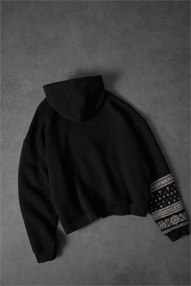 Erkek Siyah Codex Oversize Full Zip Hoodie