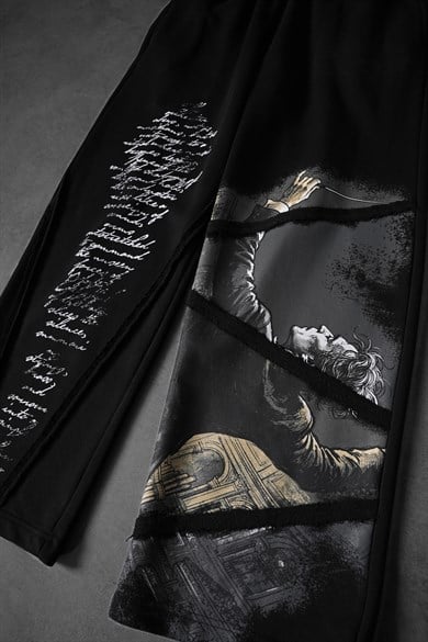 Erkek Siyah Conductor Baskılı Parçalı Baggy Eşofman