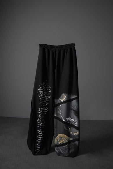 Erkek Siyah Conductor Baskılı Parçalı Baggy Eşofman