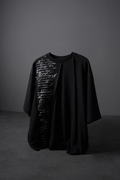 Erkek Siyah Conductor Baskılı Parçalı Oversize Tshirt