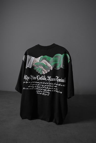Erkek Siyah Confiado Baskılı Box Fit Tshirt