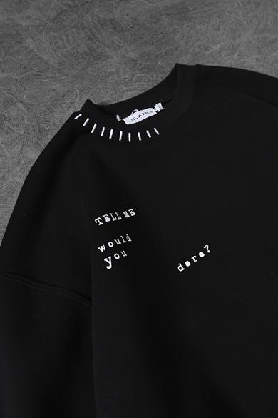 Erkek Siyah Dare Of Sltr Kol Patch Oversize Sweatshirt