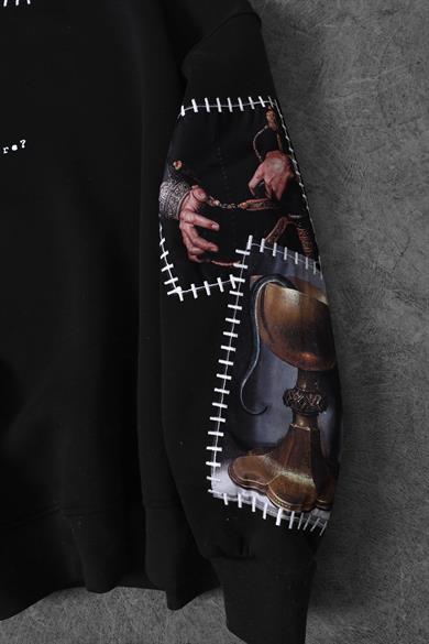 Erkek Siyah Dare Of Sltr Kol Patch Oversize Sweatshirt