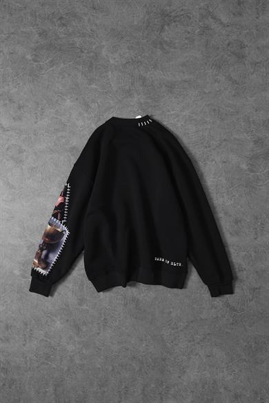 Erkek Siyah Dare Of Sltr Kol Patch Oversize Sweatshirt