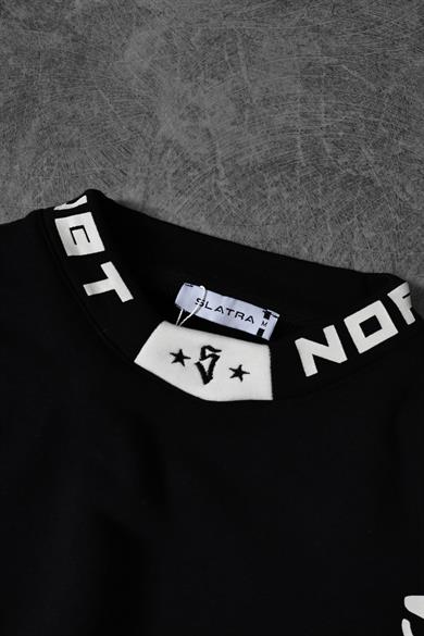 Erkek Siyah Deathride Baskılı V Yaka Oversize Racing Sweatshirt