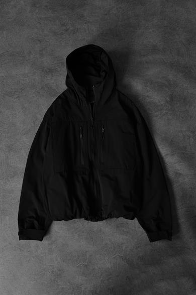 Erkek Siyah Dolumlu Paraşüt Kumaş Astarlı Mont