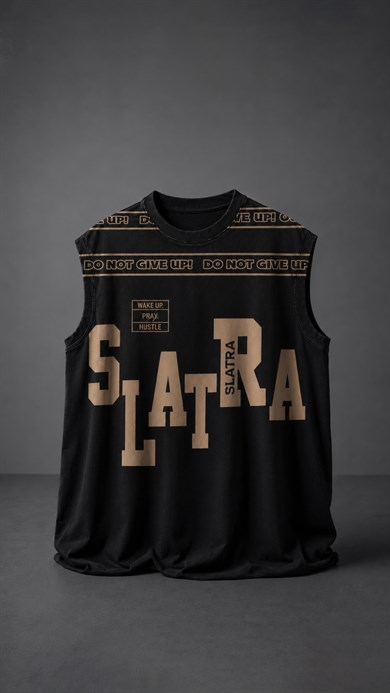 Erkek Siyah Fuck Average Sıfır Kol Oversize Atlet