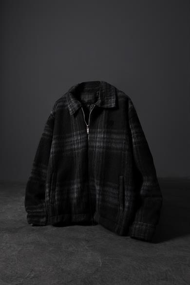 Erkek Siyah Full Zip Astarlı Yün Ceket