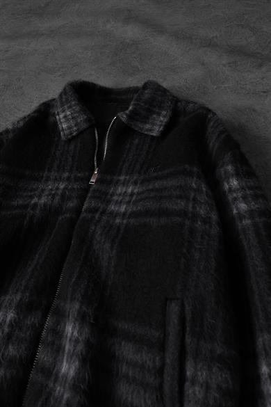 Erkek Siyah Full Zip Astarlı Yün Ceket