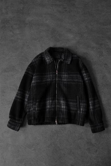 Erkek Siyah Full Zip Astarlı Yün Ceket