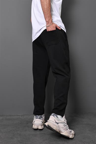 Erkek Siyah Gipeli Havuç Paça Regular Fit Pantolon