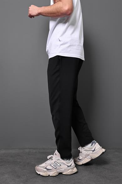 Erkek Siyah Gipeli Havuç Paça Regular Fit Pantolon