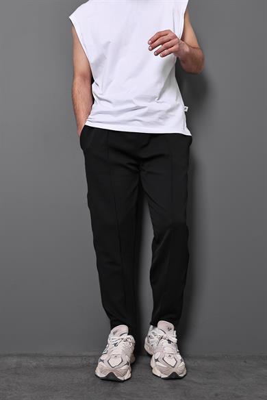 Erkek Siyah Gipeli Havuç Paça Regular Fit Pantolon