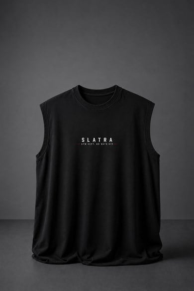 Erkek Siyah Hipnotize Sıfır Kol Oversize Atlet