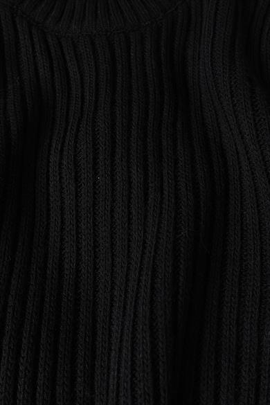 Erkek Siyah Kalın Fitilli Yün Karışımlı Bisiklet Yaka Oversize Kazak