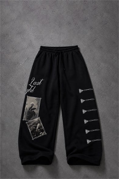 Erkek Siyah Knight Baggy Eşofman