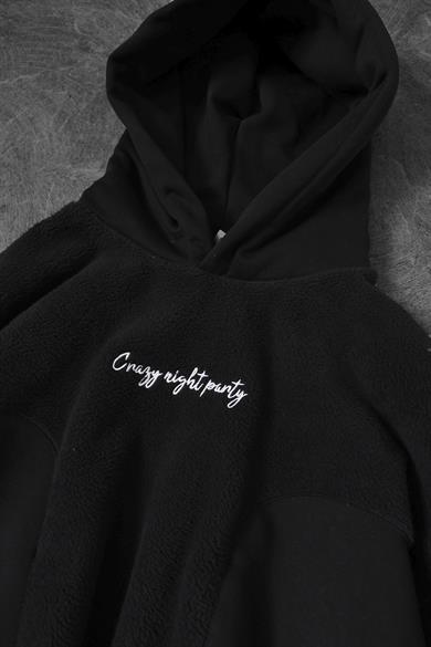 Erkek Siyah Night Party Peluş Sweatshirt