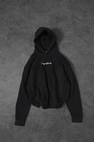 Erkek Siyah Night Party Peluş Sweatshirt