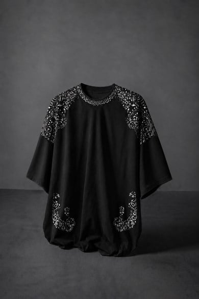 Erkek Siyah No One Not Dead Baskılı Oversize Tshirt