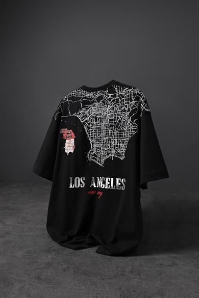 Erkek Siyah One Day Baskı Detay Oversize Tshirt