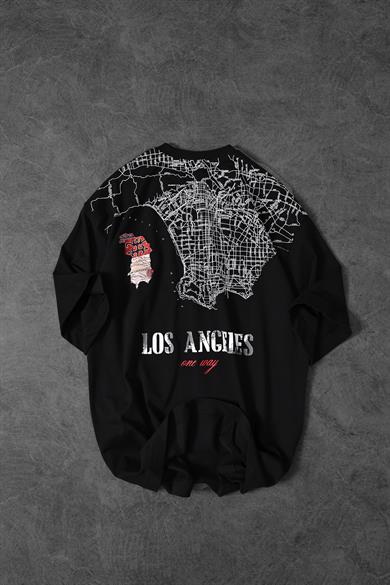 Erkek Siyah One Day Baskı Detay Oversize Tshirt