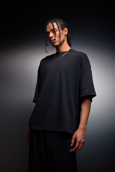 Erkek Siyah Oversize Basic Tshirt