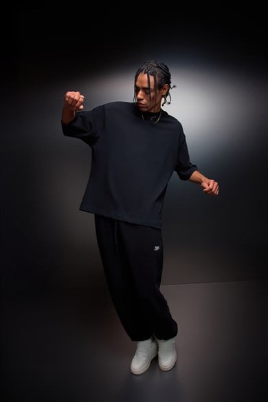 Erkek Siyah Oversize Basic Tshirt