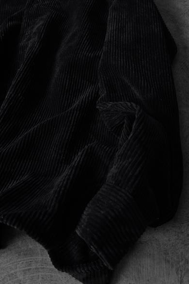 Erkek Siyah Oversize Kadife Kumaş Gömlek