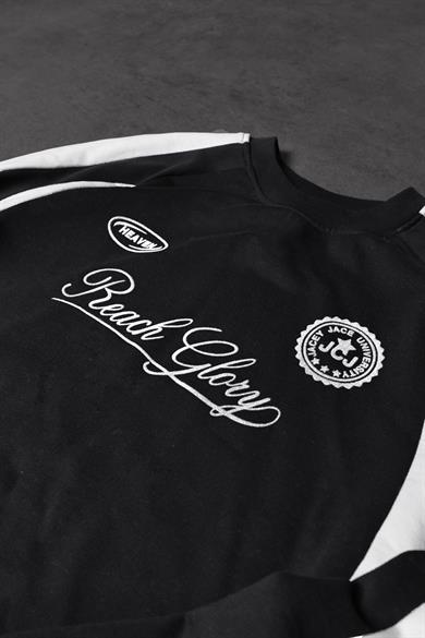 Erkek Siyah Reach Baskılı Oversize Sweatshirt