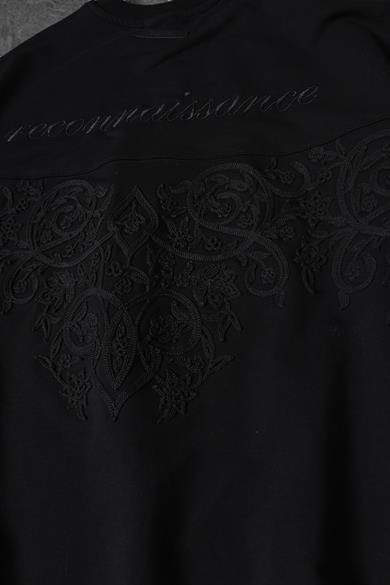 Erkek Siyah Reconnaissance Nakışlı Oversize Tshirt