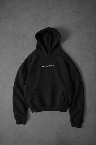 Erkek Siyah Ritual Patch Oversize Hoodie