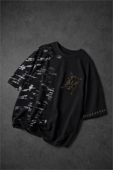 Erkek Siyah Semantic Decay Baskı Oversize Tshirt