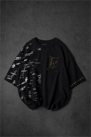 Erkek Siyah Semantic Decay Baskı Oversize Tshirt