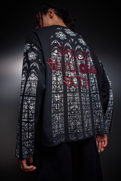 Erkek Siyah Shadow Of Sltr Boxy Fit Uzun Kollu Tshirt