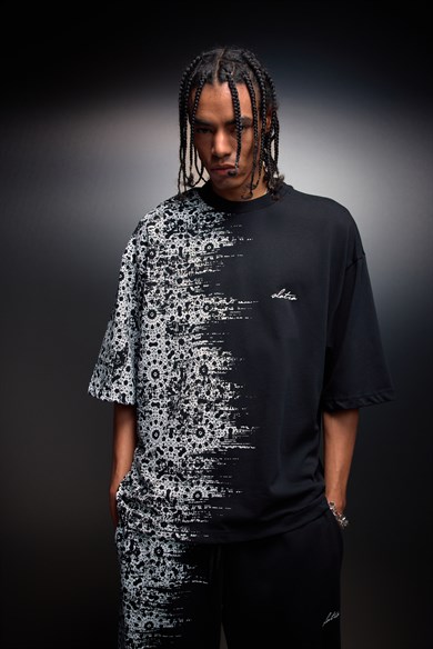 Erkek Siyah Side Effect Oversize Tshirt