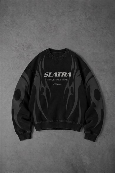 Erkek Siyah Slatang Oversize Sweatshirt
