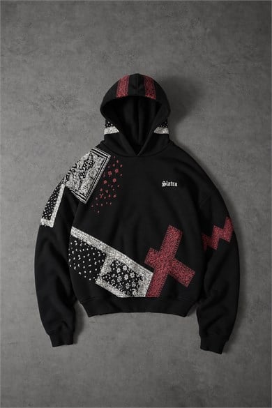 Erkek Siyah Slatdose Oversize Hoodie