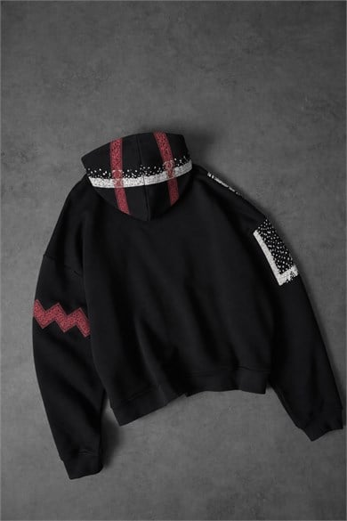 Erkek Siyah Slatdose Oversize Hoodie