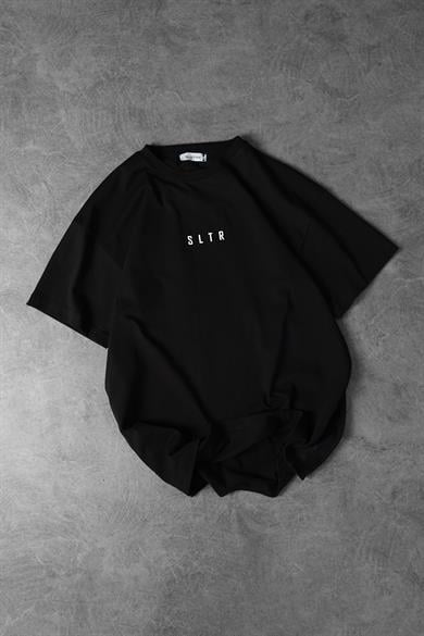 Erkek Siyah SLATRA CHAOS TEAM Kabartma Baskılı Oversize Tshirt