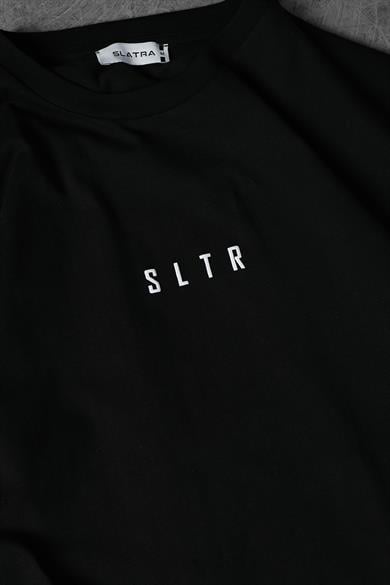 Erkek Siyah SLATRA CHAOS TEAM Kabartma Baskılı Oversize Tshirt