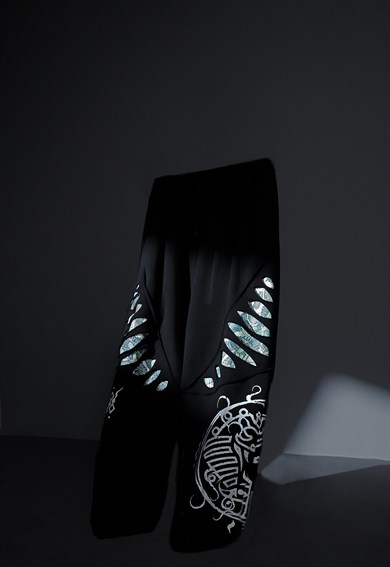 Erkek Siyah Spine Efektli Baskılı Baggy Eşofman