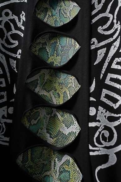 Erkek Siyah Spine Efektli Baskılı Oversize Tshirt