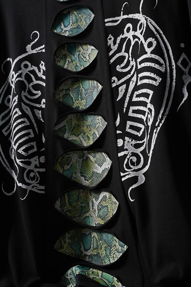 Erkek Siyah Spine Efektli Baskılı Oversize Tshirt