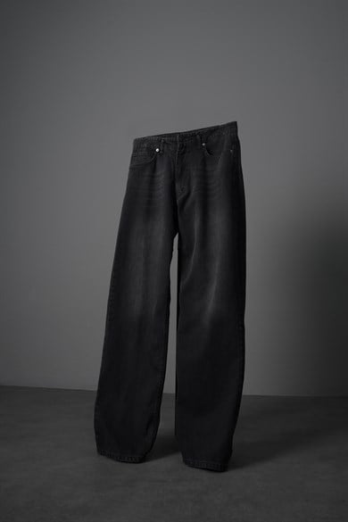 Erkek Siyah Straight Denim Pantolon