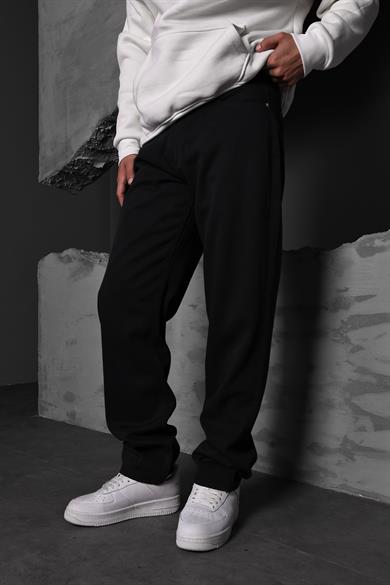 Erkek Siyah Straight Fit Pantolon