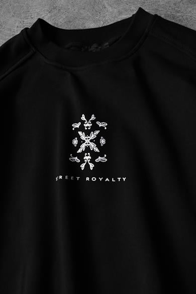 Erkek Siyah Street Royalty Baskılı  Oversize Sweatshirt