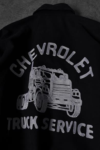 Erkek Siyah Truck Nakış Detay Bomber Ceket