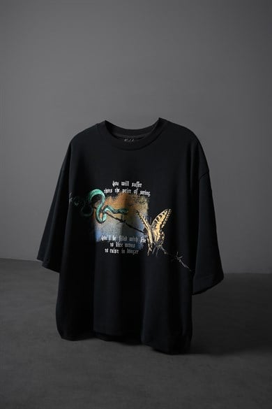 Erkek Siyah Versus Box Fit Tshirt